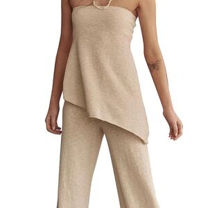 Cream Strapless Top and Pants Set